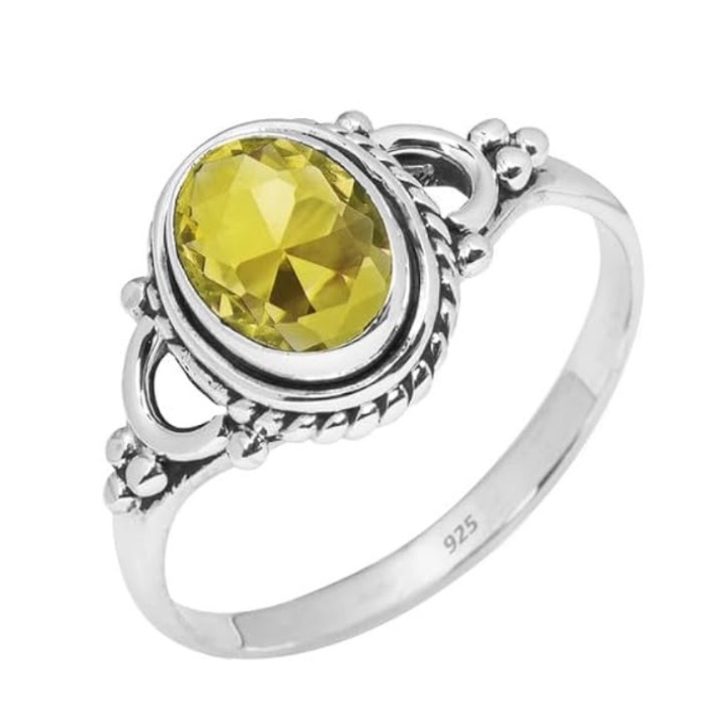 Natural Citrine Gemstone Solid 925 Sterling Silver Ring